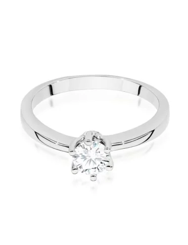 Deimantinė Elegancija - klasikinis balto aukso žiedas su deimantu