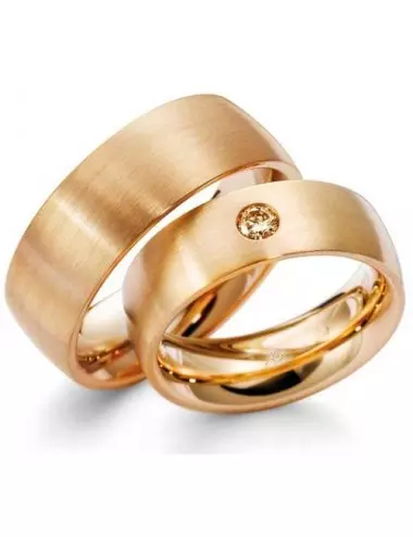 Platus vestuvinis žiedas su šampaniniu deimantu - Aukso Tradicija