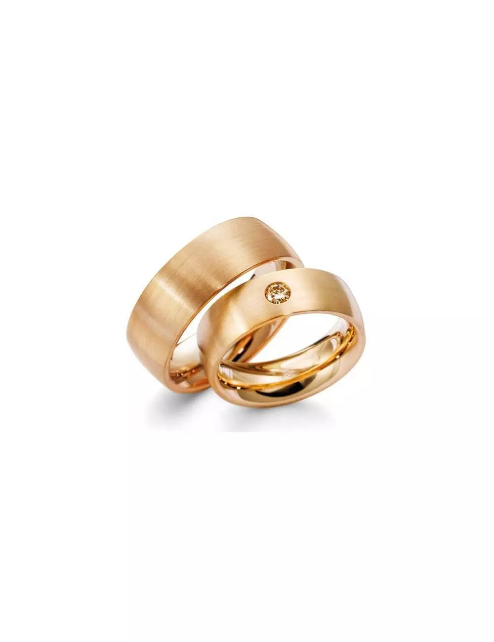 Platus vestuvinis žiedas su šampaniniu deimantu - Aukso Tradicija