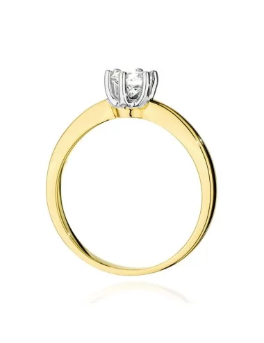 Deimantinė Elegancija - klasikinis geltono aukso žiedas su deimantu