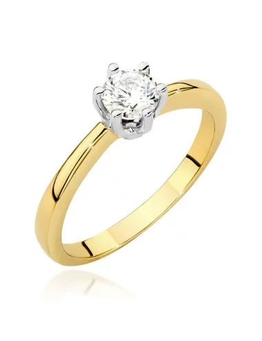 Deimantinė Elegancija - klasikinis geltono aukso žiedas su deimantu