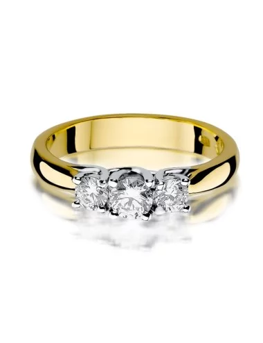 Nepriekaištingas žavesys - geltono aukso trimis deimantais puoštas žiedas
