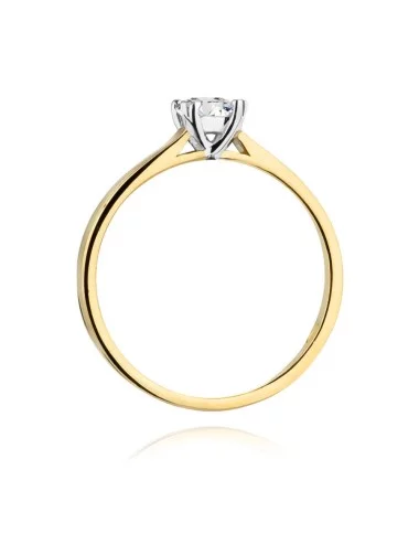Prabangos kvadratas - geltono aukso žiedas su Princess deimantu