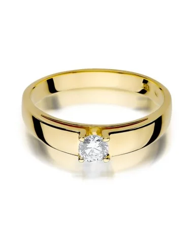 Subtili Elegancija - geltono aukso žiedas su briliantu