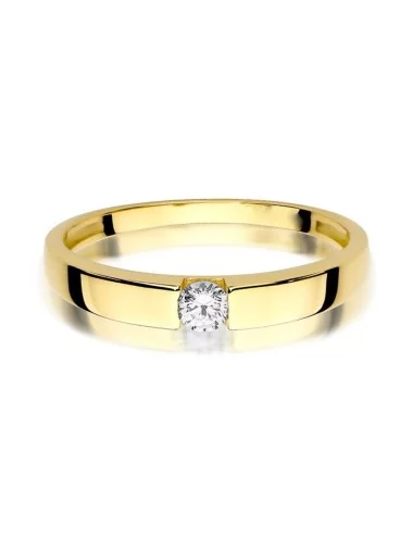 Modernus geltono aukso žiedas su deimantu