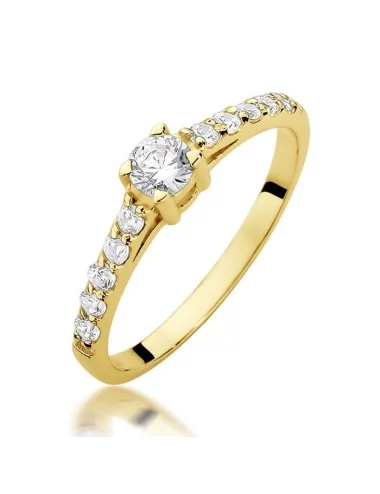 Deimantinė linija - geltono aukso žiedas su deimantais