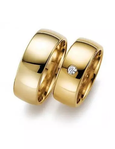 Platus vestuvinis žiedas su deimantu - Klasikinis Grožis