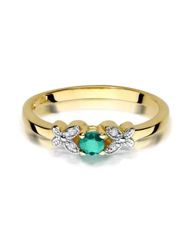 Gamtos smaragdas - balto aukso žiedas su smaragdu ir deimantais