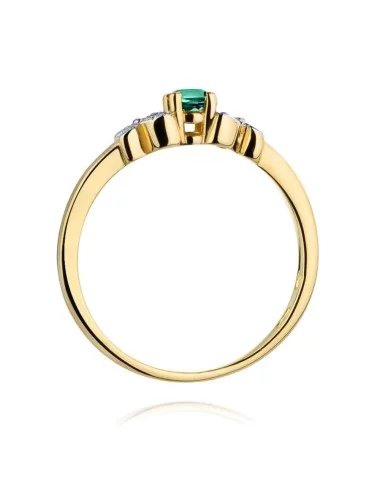 Gamtos smaragdas - balto aukso žiedas su smaragdu ir deimantais