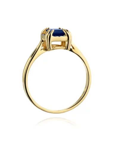 Safyrų mėlynė - geltono aukso žiedas su safyru ir deimantais (0,76 ct)_2
