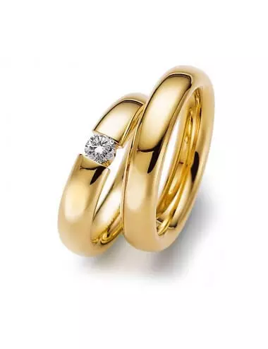 Klasikinis vestuvinis žiedas su deimantu - Prabanga