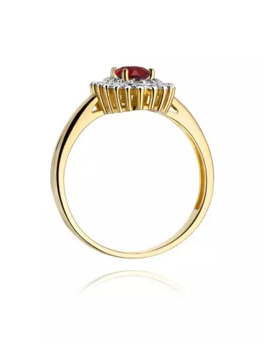 Artumo dvelksmas - geltono aukso žiedas su Ovalo formos rubinas ir deimantais