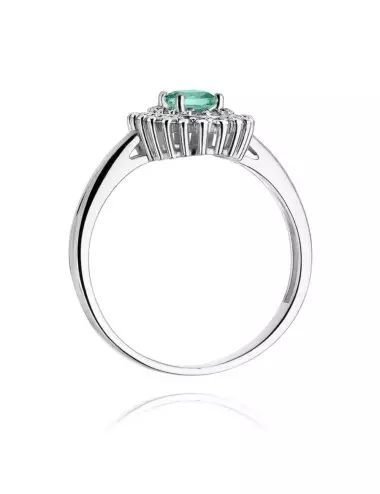 Artumo dvelksmas - balto aukso žiedas su smaragdu ir deimantais