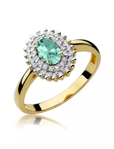 Artumo dvelksmas - geltono aukso žiedas su smaragdu ir deimantais