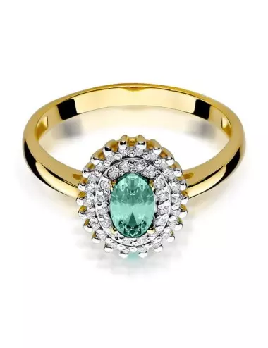 Artumo dvelksmas - geltono aukso žiedas su smaragdu ir deimantais
