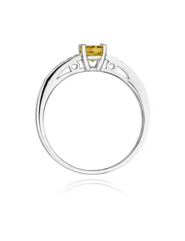 Citrino karalienė - balto aukso žiedas su citrinu ir deimantais