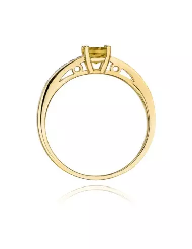 Citrino karalienė - geltono aukso žiedas su citrinu ir deimantais