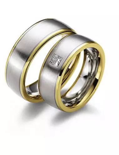 Modernus vestuvinis žiedas su deimantu - Kvadratas