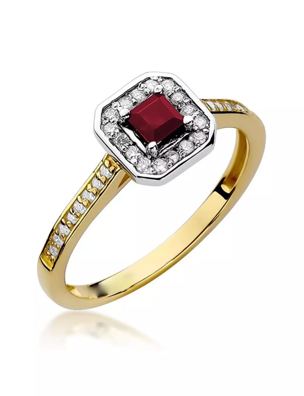 Rubino draugystė - modernus žiedas su rubinu deimantais