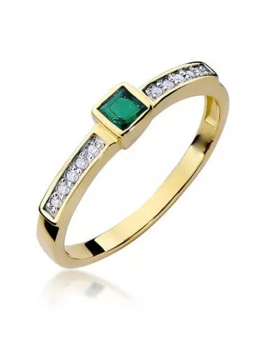 Mano laimė - modernus žiedas su smaragdu ir deimantais