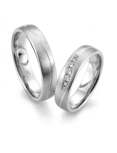 Klasikinis vestuvinis žiedas su deimantais - Banga