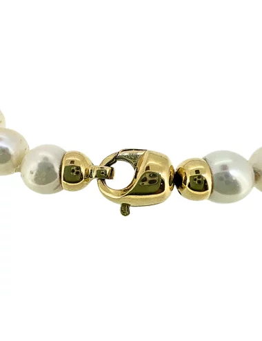 Geltono aukso elegancija - Prabangus perlų (10-12 mm) vėrinys su išskirtinių geltono aukso užsegimu_3