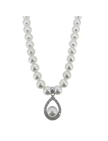 Klasikinis gėlavandenių perlų vėrinys su briliantais
