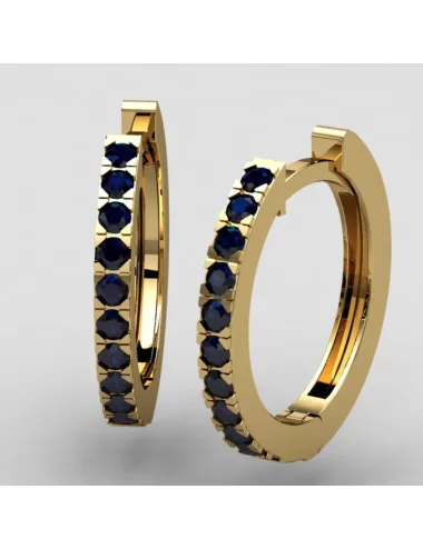 Geltono aukso auskarai su mėlynais safyrais - Safyrinės rinkutės (0,20 ct)