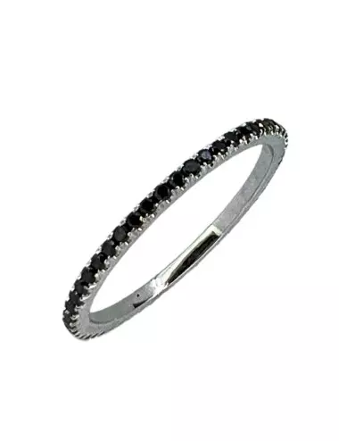 Juodas spindesys - balto aukso žiedas su juodais deimantais
