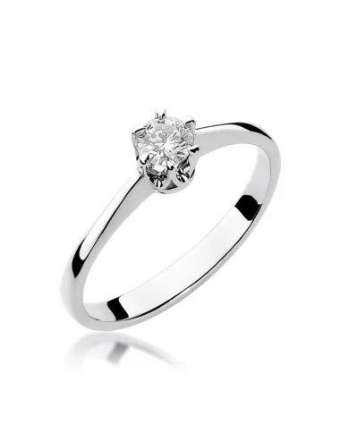 Klasikinis balto aukso žiedas su deimantu - Deimantinis Švelnumas (0,20 ct)