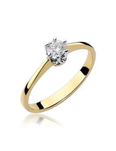Klasikinis geltono aukso žiedas su deimantu - Deimantinis Švelnumas (0,20 ct)