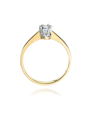 Klasikinis geltono aukso žiedas su deimantu - Deimantinis Švelnumas (0,20 ct)