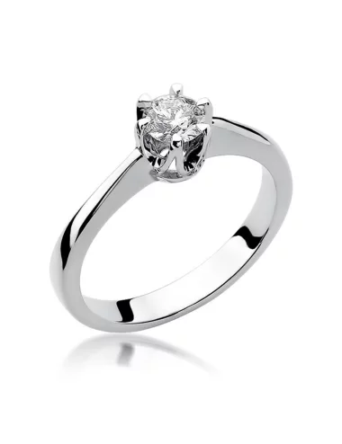 Klasikinis balto aukso žiedas su deimantu - Deimantinis Švelnumas (0,30 ct)