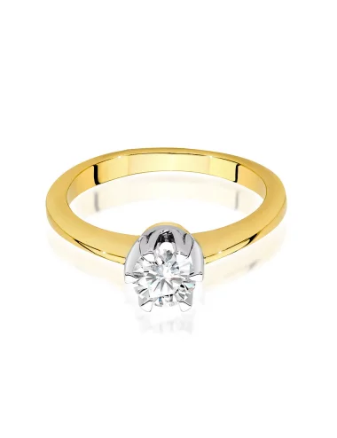 Klasikinis geltono aukso žiedas su deimantu - Deimantinis Švelnumas (0,30 ct)