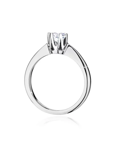 Klasikinis balto aukso žiedas su deimantu - Deimantinis Švelnumas (0,40 ct)