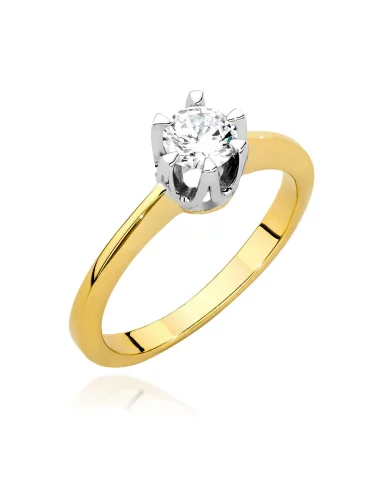 Klasikinis geltono aukso žiedas su deimantu - Deimantinis Švelnumas (0,40 ct)