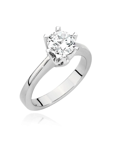 Klasikinis balto aukso žiedas su deimantu - Deimantinis Švelnumas (1,00 ct)