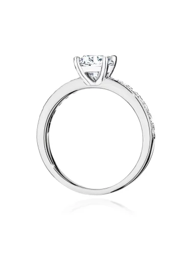 Balto aukso žiedas su spindinčiu Apvalios formos deimantu ir deimantais - Deimantinė svajonė (1,24 ct H/SI2)