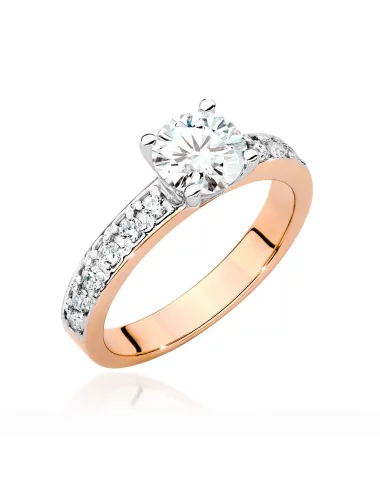 Raudono aukso žiedas su spindinčiu Apvalios formos deimantu ir deimantais - Deimantinė svajonė (1,24 ct H/SI2)