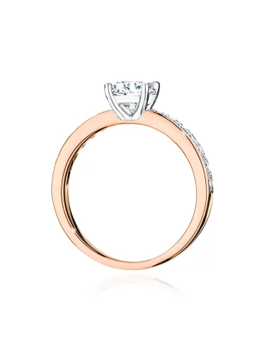 Raudono aukso žiedas su spindinčiu Apvalios formos deimantu ir deimantais - Deimantinė svajonė (0,94 ct )