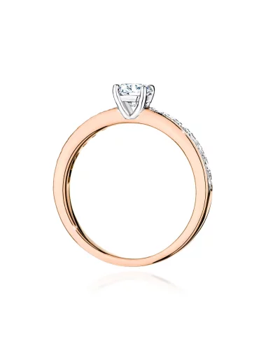 Raudono aukso žiedas su spindinčiu Apvalios formos deimantu ir deimantais - Deimantinė svajonė (0,60 ct