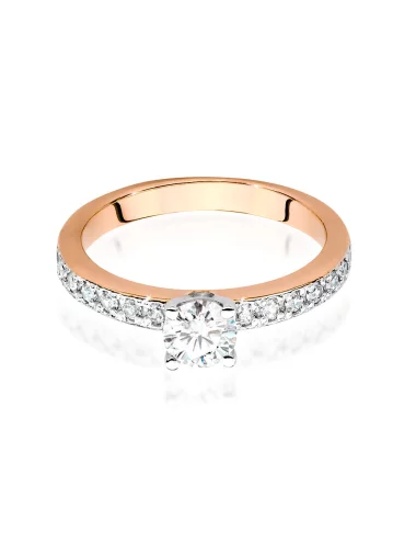 Raudono aukso žiedas su spindinčiu Apvalios formos deimantu ir deimantais - Deimantinė svajonė (0,60 ct