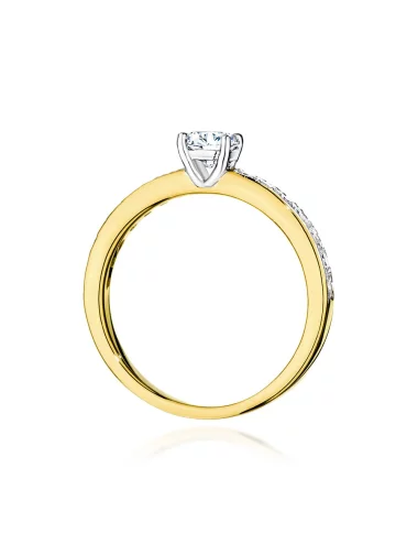 Geltono aukso žiedas su spindinčiu Apvalios formos deimantu ir deimantais - Deimantinė svajonė (0,60 ct)