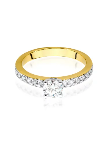 Geltono aukso žiedas su spindinčiu Apvalios formos deimantu ir deimantais - Deimantinė svajonė (0,60 ct)