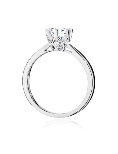 Klasikinis balto aukso žiedas su deimantais - Deimantinė Karūna (1,06 ct)
