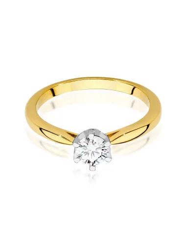 Klasikinis geltono aukso žiedas su deimantais - Deimantinė Karūna (0,46 ct)