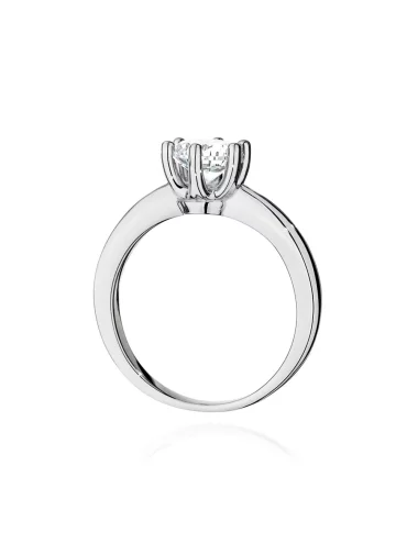 Klasikinis balto aukso žiedas su deimantu - Deimantinė Elegancija (0,70 ct E/SI2)