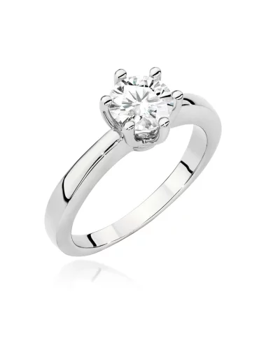 Klasikinis balto aukso žiedas su deimantu - Deimantinė Elegancija (0,70 ct E/SI2)