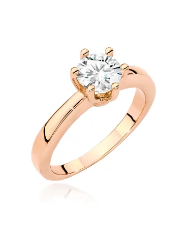 Klasikinis raudono aukso žiedas su deimantu - Deimantinė Elegancija (0,70 ct)