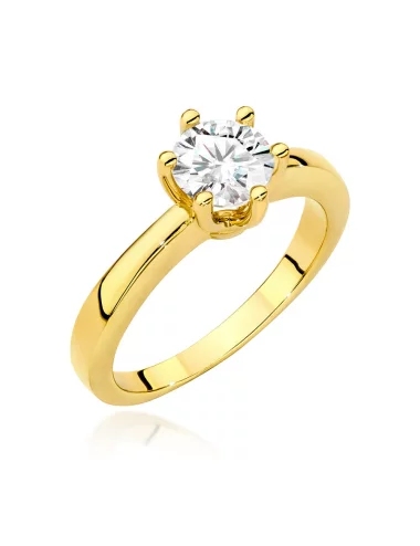 Klasikinis geltono aukso žiedas su deimantu - Deimantinė Elegancija (0,70 ct)